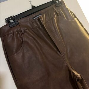 PrettyLittleThing Chocolate Faux Leather Trousers